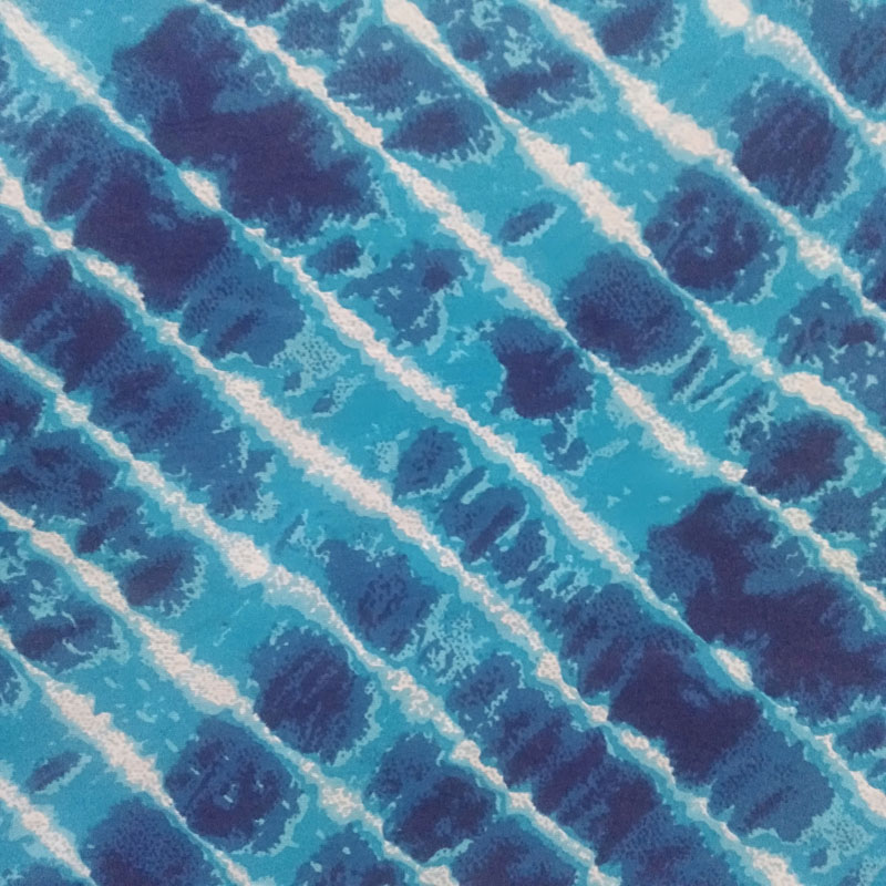 Blue  Striped Pattern Screen Print Cotton Running Fabric