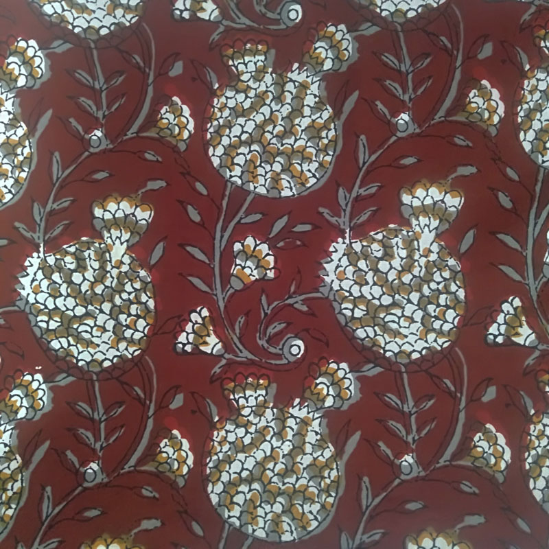 Brown Cotton  Screen Print Fabric ,Floral White Brown  Printed Woman Dress Fabric