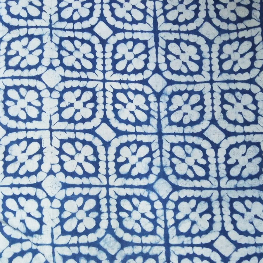 Blue Art Design Indigo Blue Cotton Hand Block Printed Cotton Cambric Design