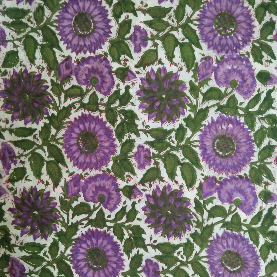 Hand Block Cotton Fabric Jaipuri Bagru Print Hand Block Flower Printed 