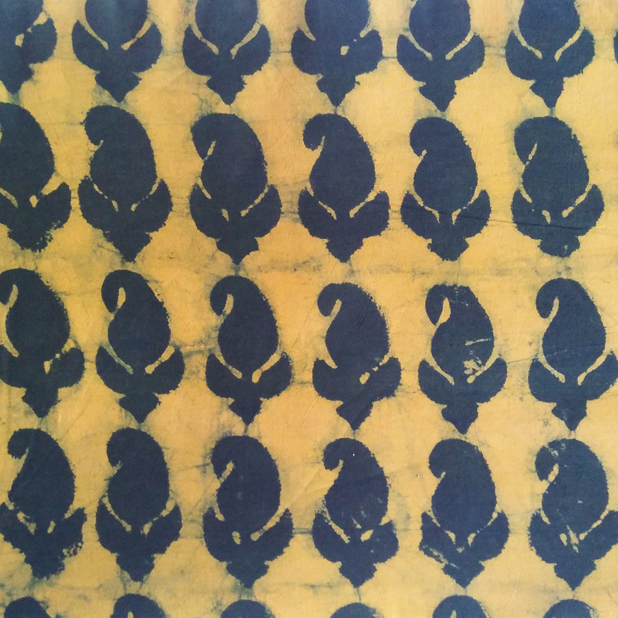 Yellow Base Flower Design Hand Block Print Design Cambric Cotton Fabric