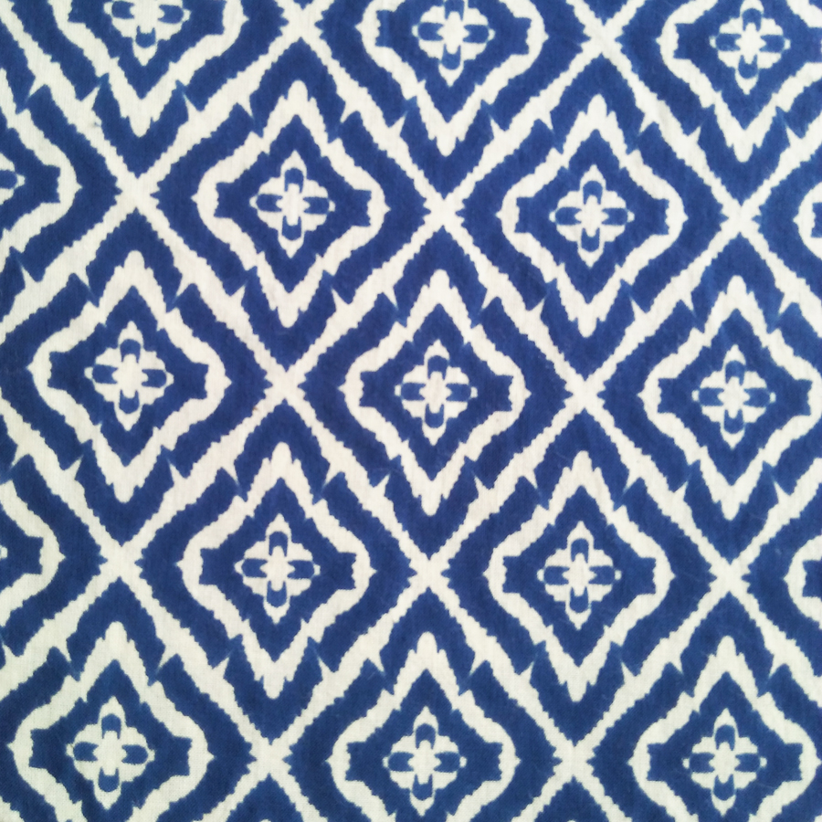 Designer Blue Based Design 100% Rayon Printed Cotton Traditional Fabric