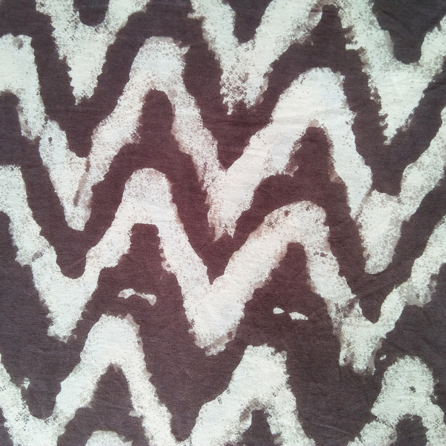 Zig Zag Designer Brown Base White Lines Traditional Printed Cotton Fabric.